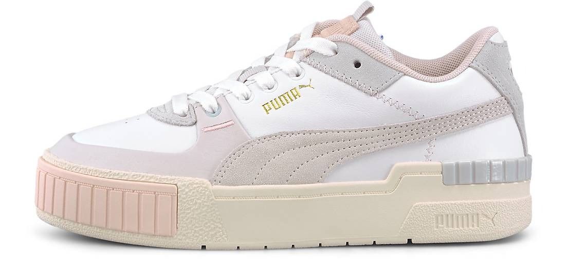 Puma Cali Sport Mix WN'S, белый с серым, кожа, замша, женские, подростковые