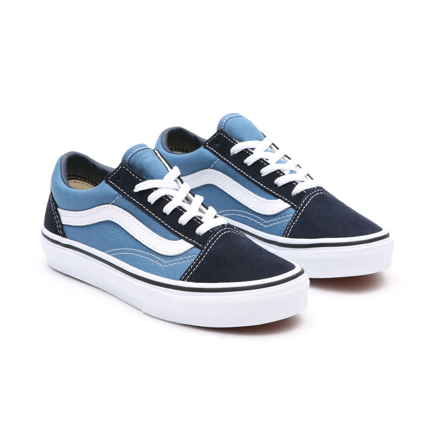 Vans Old School, синие с черным и белым, текстиль, женские