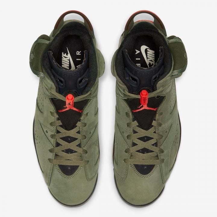Nike Air Jordan 6 Travis Scott, зеленый, нубук, мужские