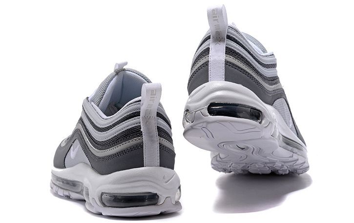 Nike Air Max 97, серый, белый, нейлон, кожа, мужские