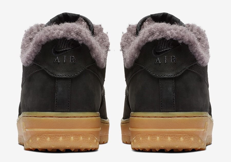 Nike Air Force 1 черные зимние с мехом замша мужские